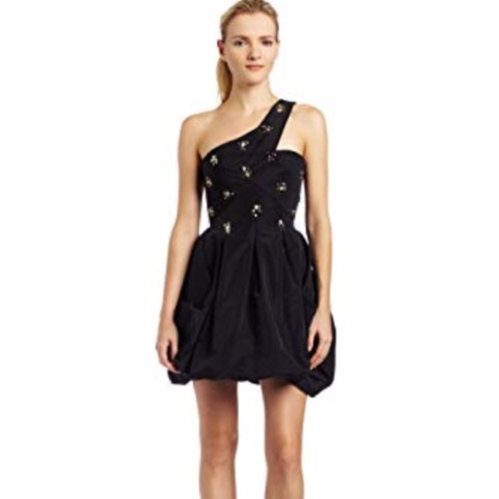 BCBGMAXAZRIA Asymmetrical Embellished Dress